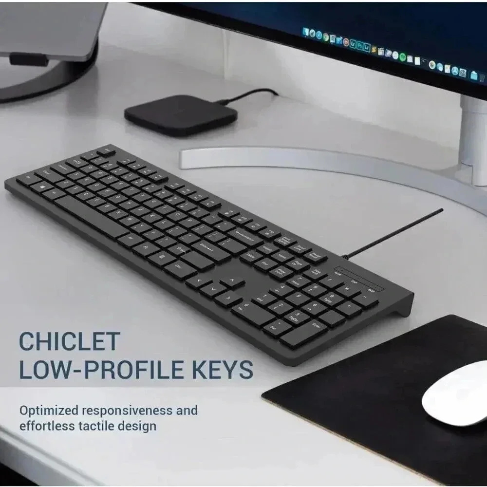 Computer Keyboard Wired Plug Play USB Keyboard‎ Low Profile Chiclet Keys Large - Picture 4 of 7